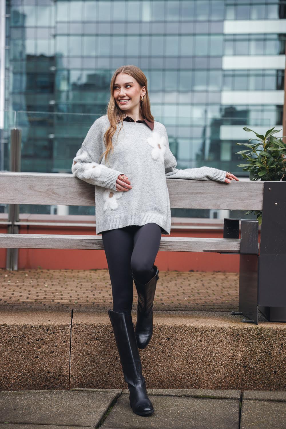 Eyelash Daisy Intarsia Sweater