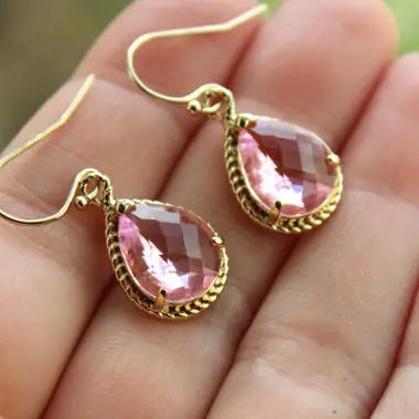 Light Pink Gold Blush Teardrop Earrings