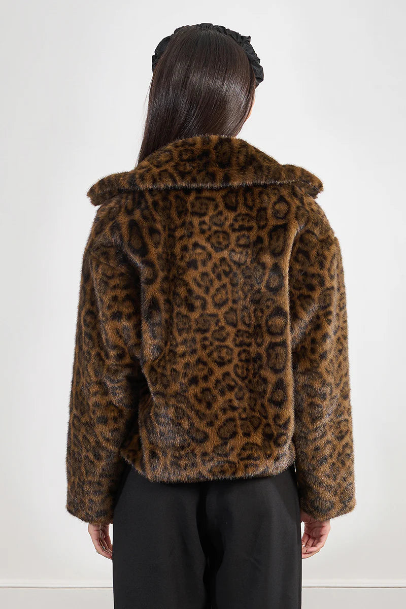 Faux Fur Leopard print Ladies Jacket