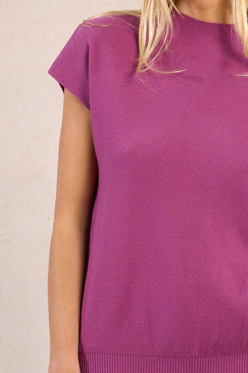 Drop Sleeve Fine Knit Sweater