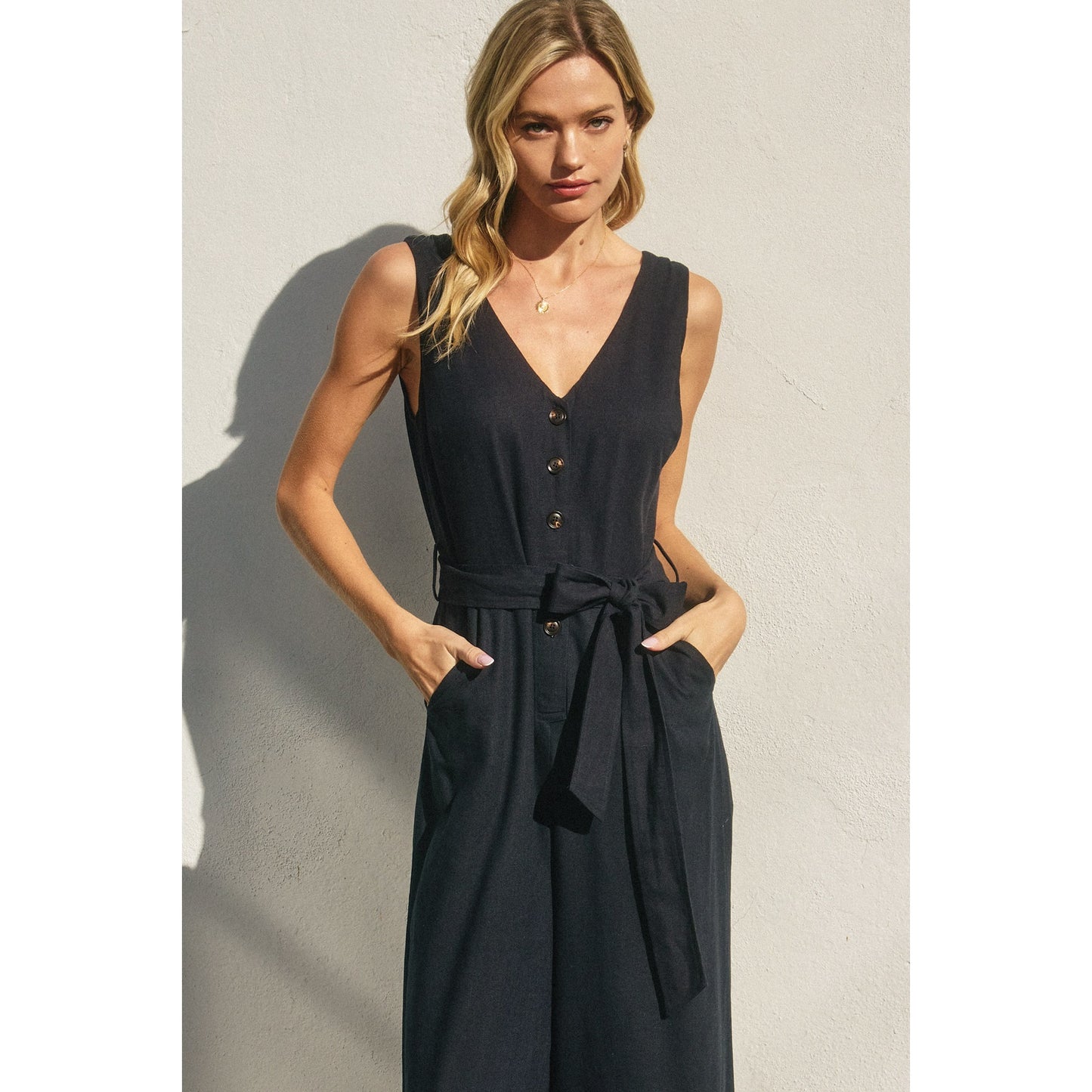 Heaven Sent Button down Jumpsuit (Navy)
