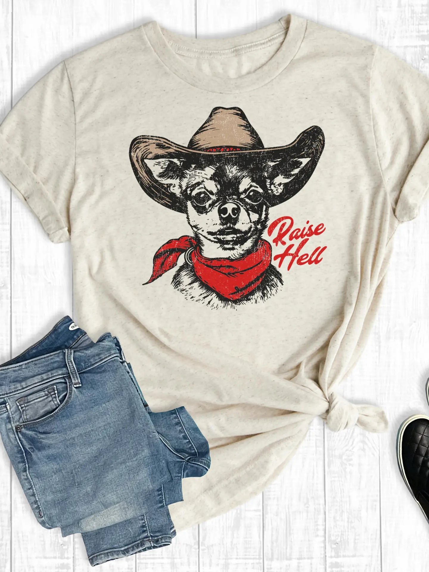 Western Raisin' Hell Cowboy Chihuahua T-Shirt