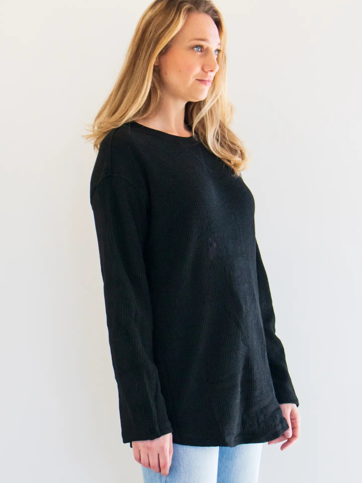 Tyler Long Sleeve Waffle Boyfriend Tee