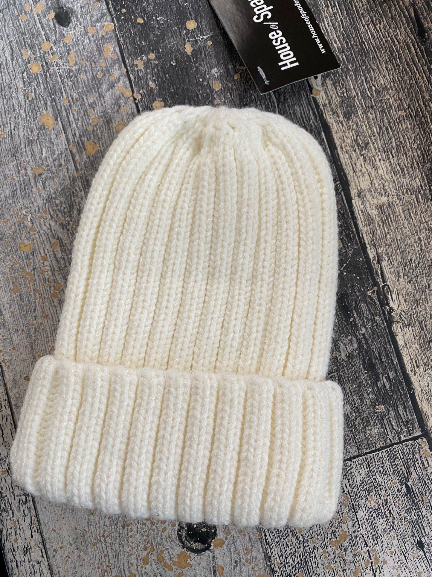 Cream rib knit hat