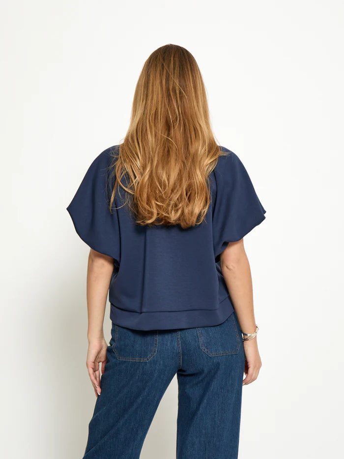 Minnie Ballon Sleeve Blouse (Navy)