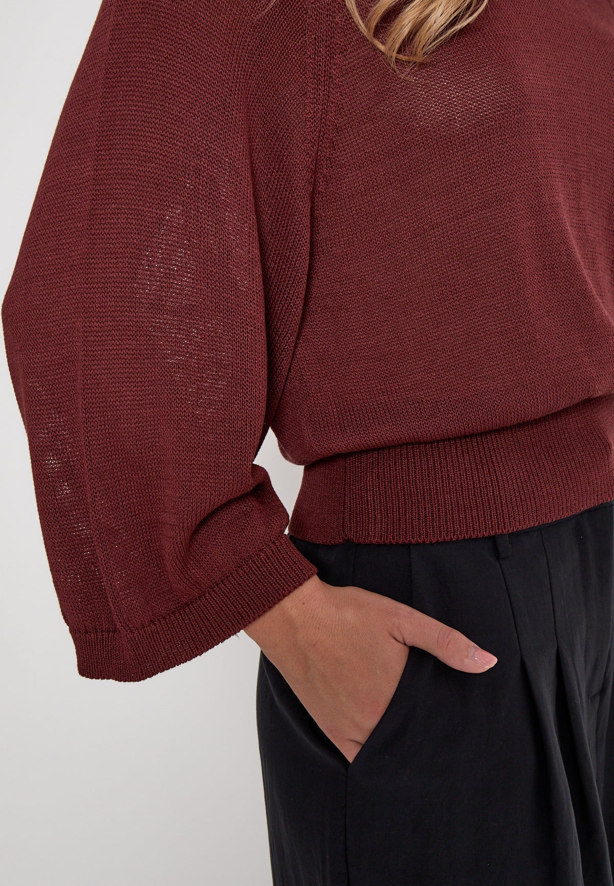 Riley Knit Pullover (Maroon Red)