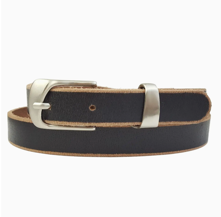 Skinny Classic Silver Buckle Loop Belt