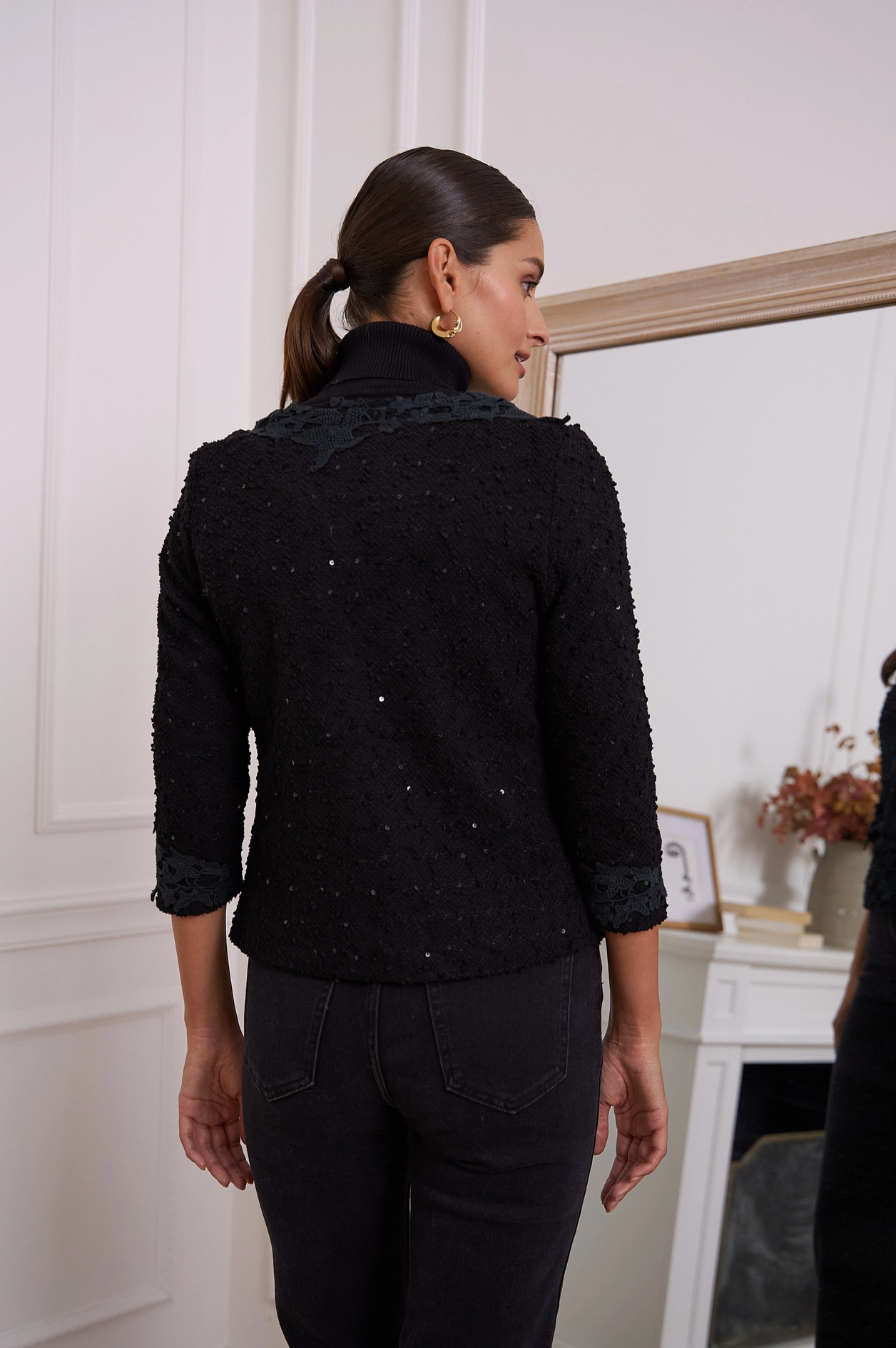 Short Tweed and Lace Jacket