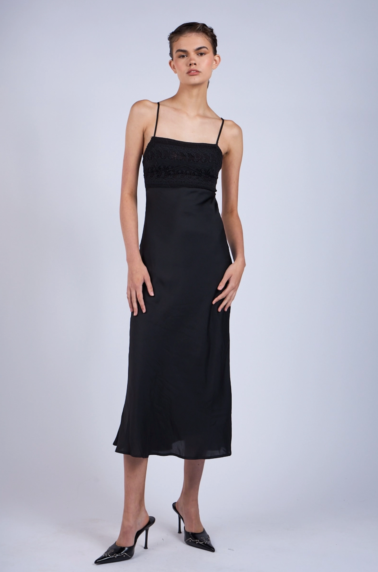Black Sleeveless Lace Bra Top Slim Fit Midi Dress HS Clothing Co. Black Sleeveless Lace Bra Top Slim Fit Midi Dress HS Clothing Co.