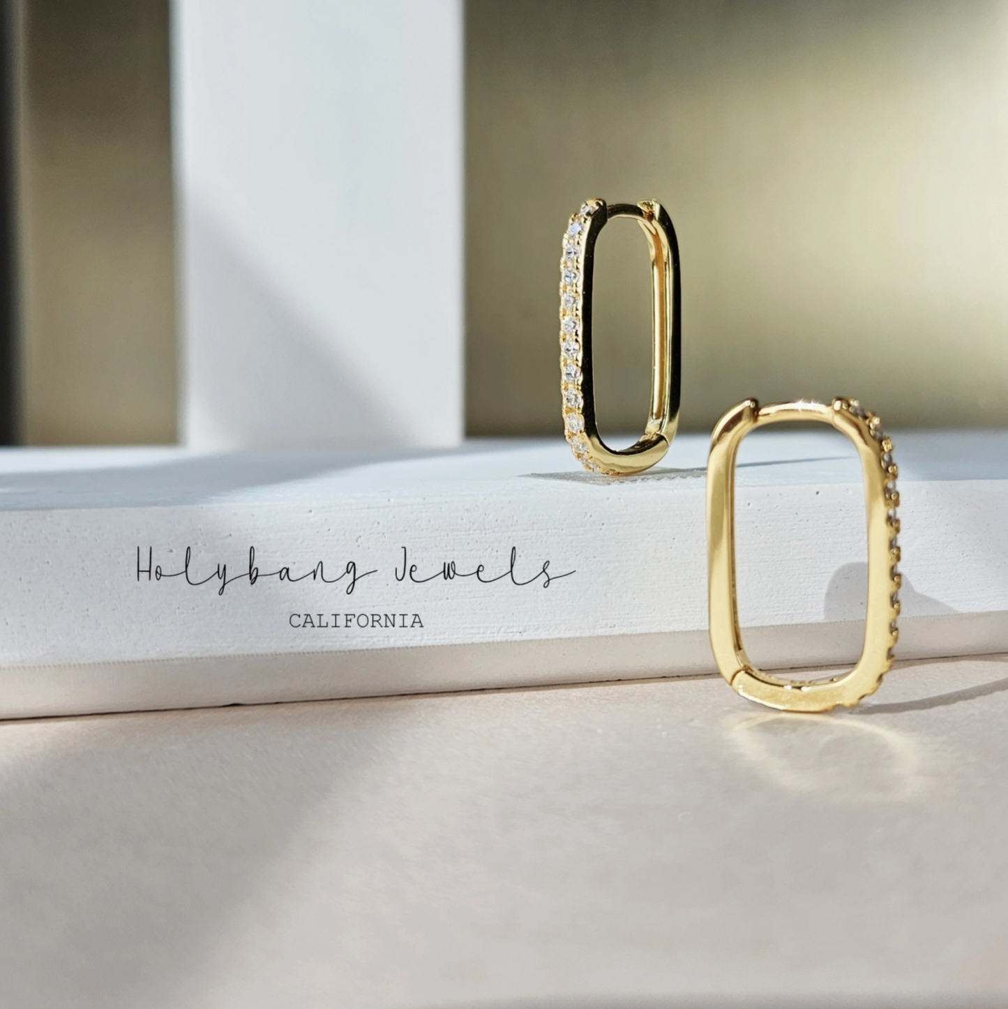 Crystal Rectangle Hoop Earrings