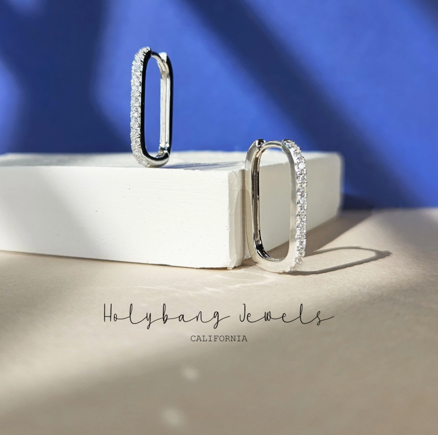 Crystal Rectangle Hoop Earrings