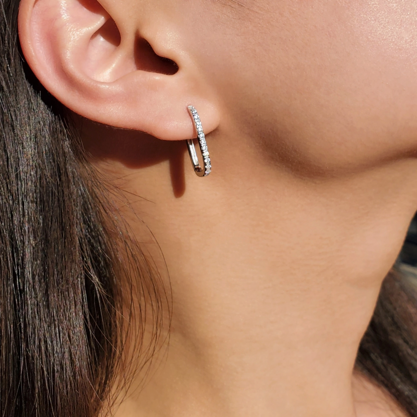 Crystal Rectangle Hoop Earrings