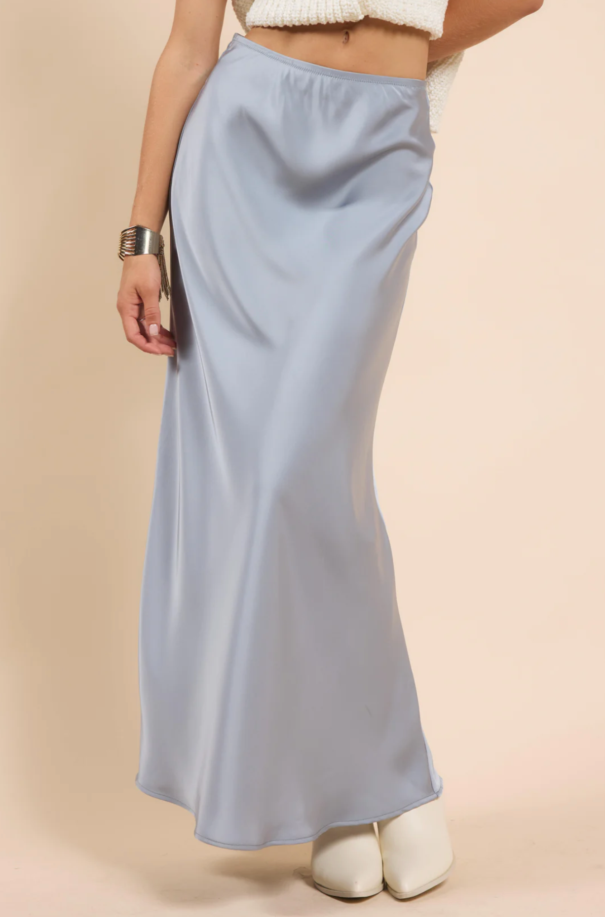 Sadie & Sage El Sol Slip Maxi Skirt (DUSTY BLUE)