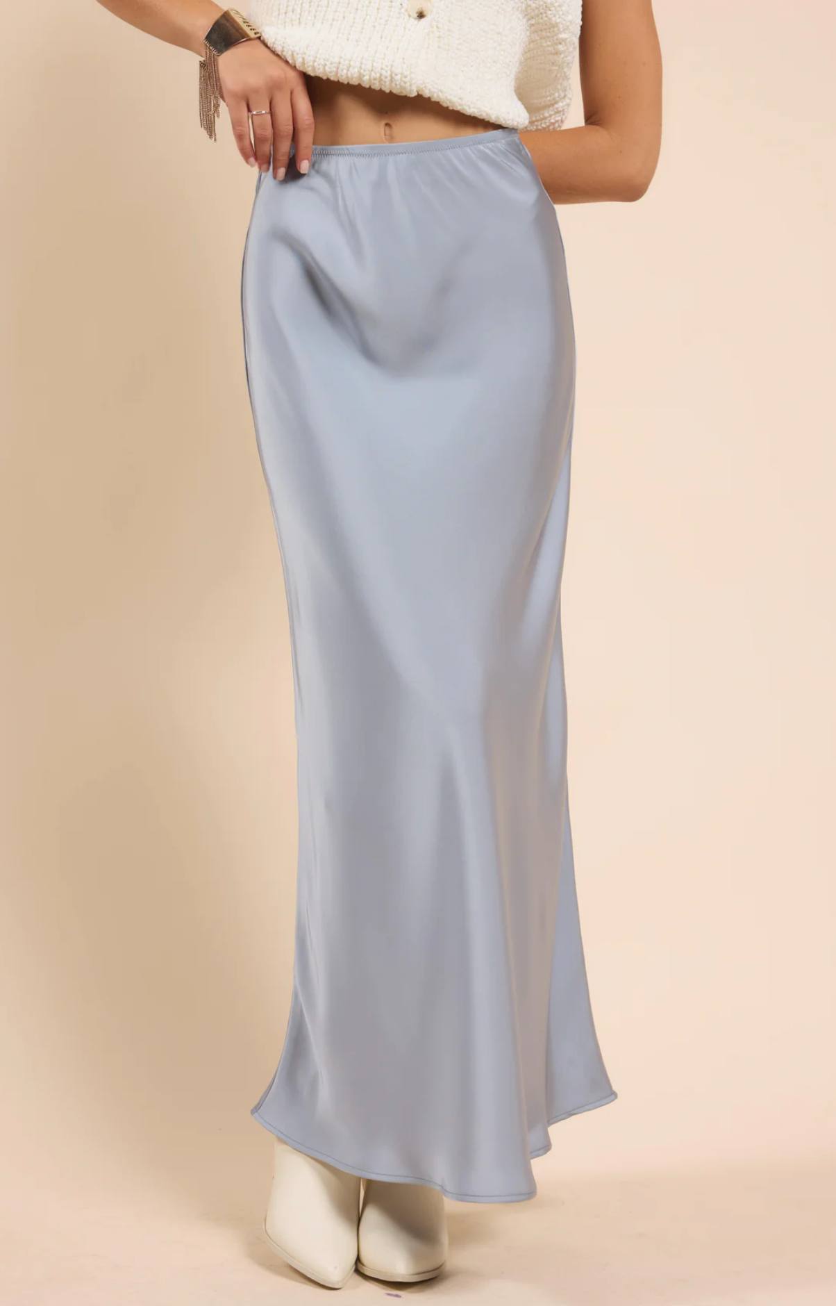 Sadie & Sage El Sol Slip Maxi Skirt (DUSTY BLUE)