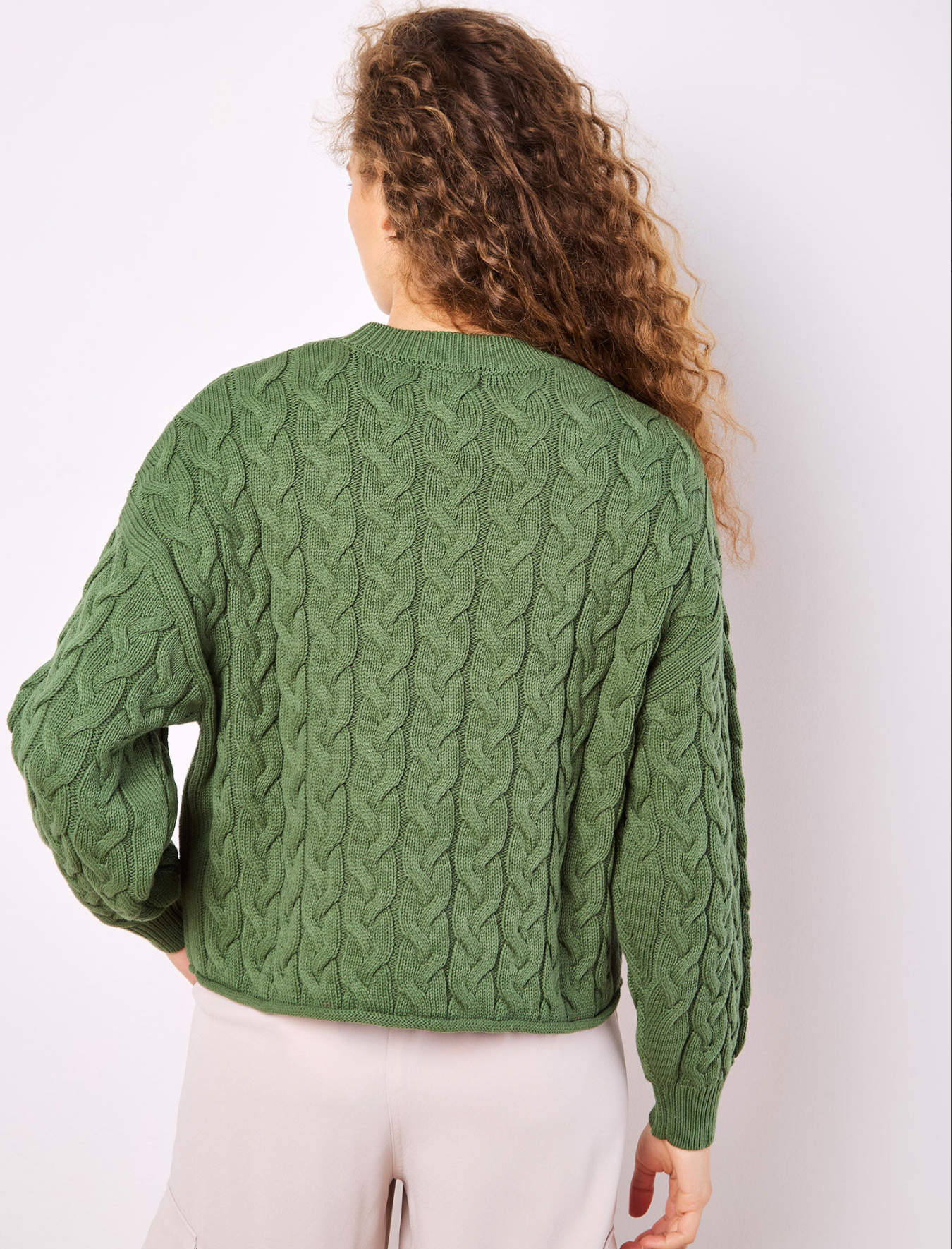 Cotton Blend Cable Knit Sweater