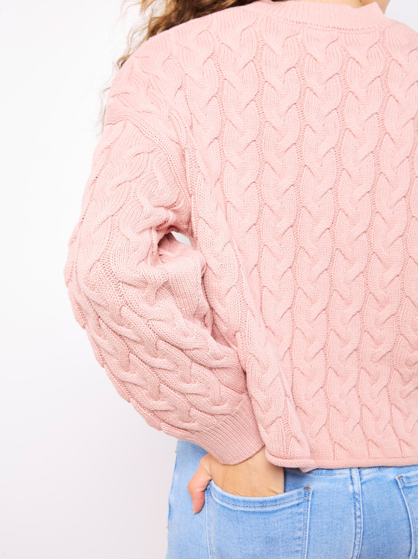 Cotton Blend Cable Knit Sweater