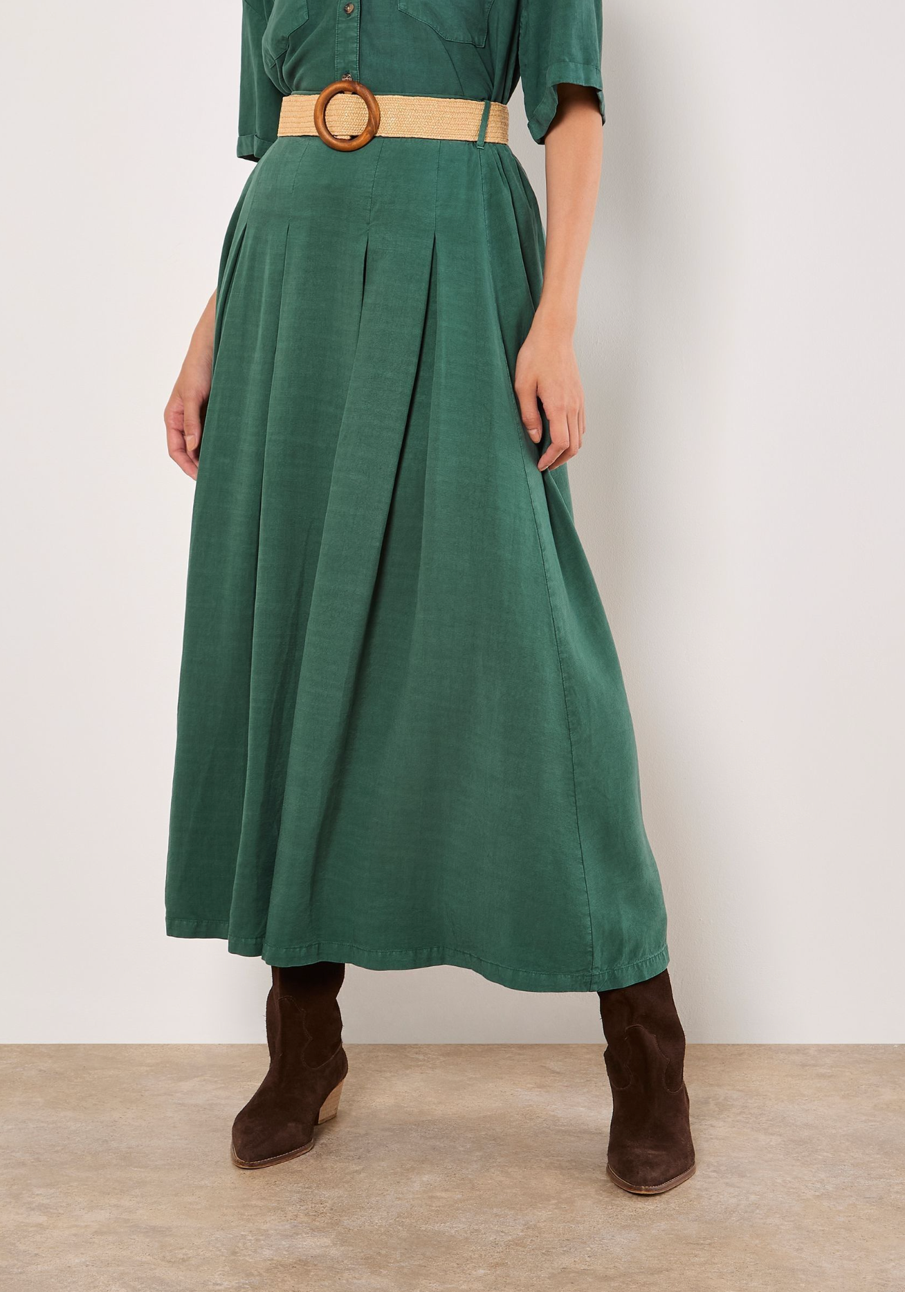 Boho Belted Midi Skirt