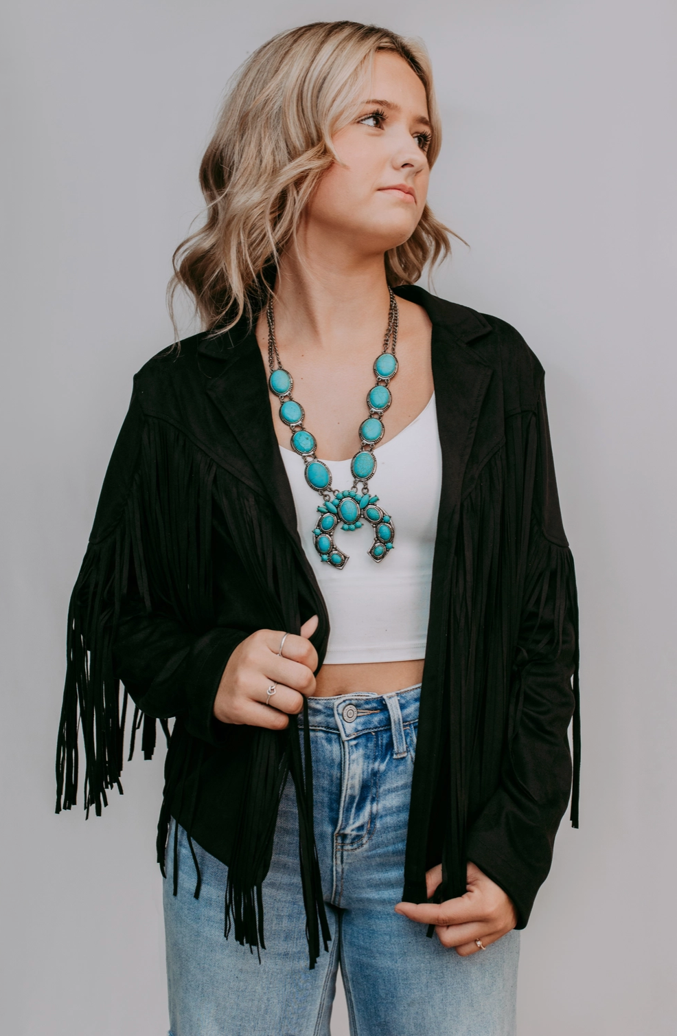 Fringe Vegan Suede Jacket