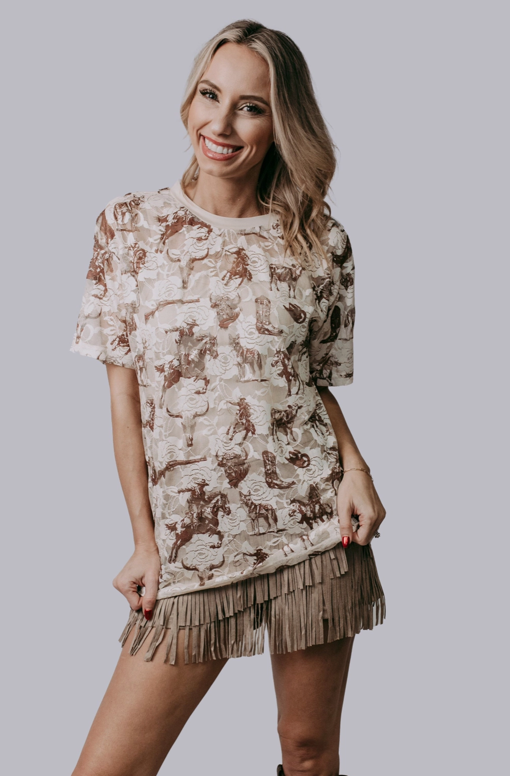 Cowboy Lace Top (Cream)