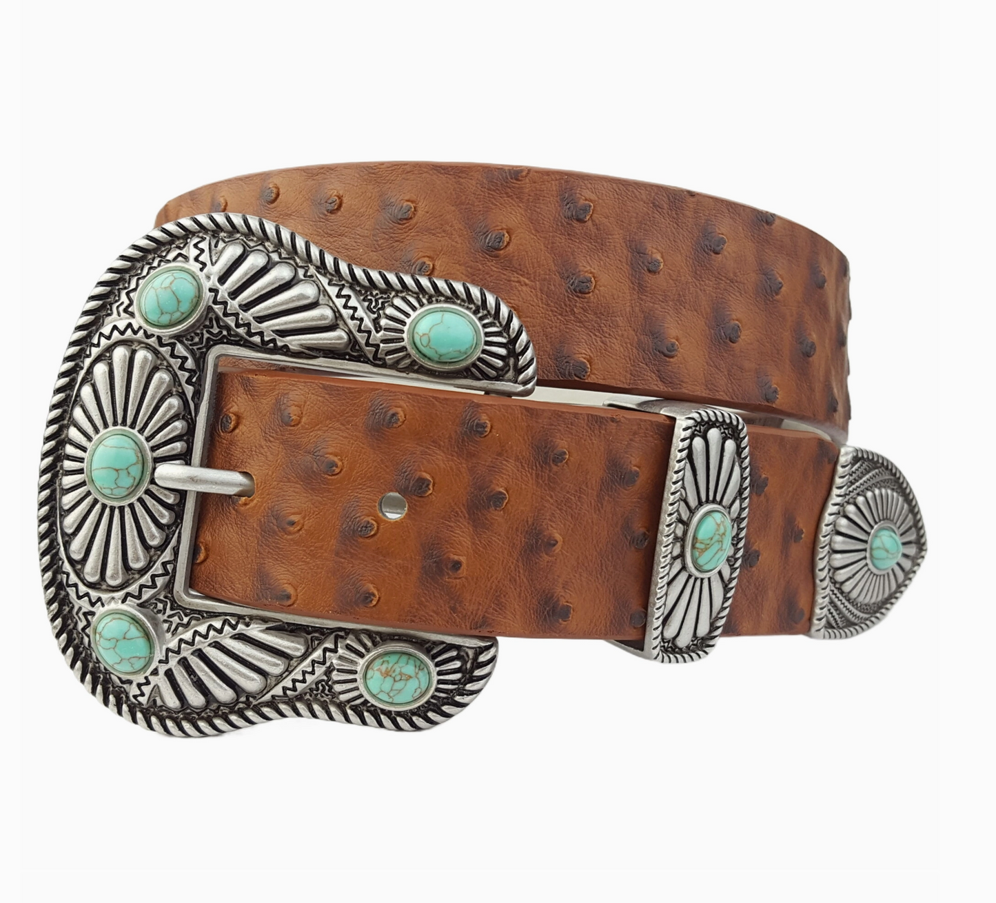 Navajo-Inspired Buckle with Ostrich Belt