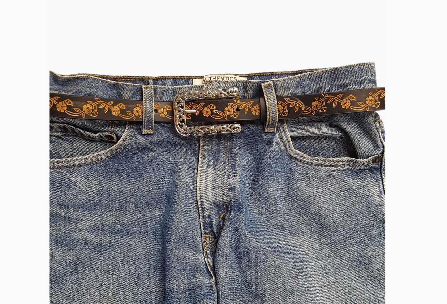 Western Hand-Painted Floral Tooled Belt
