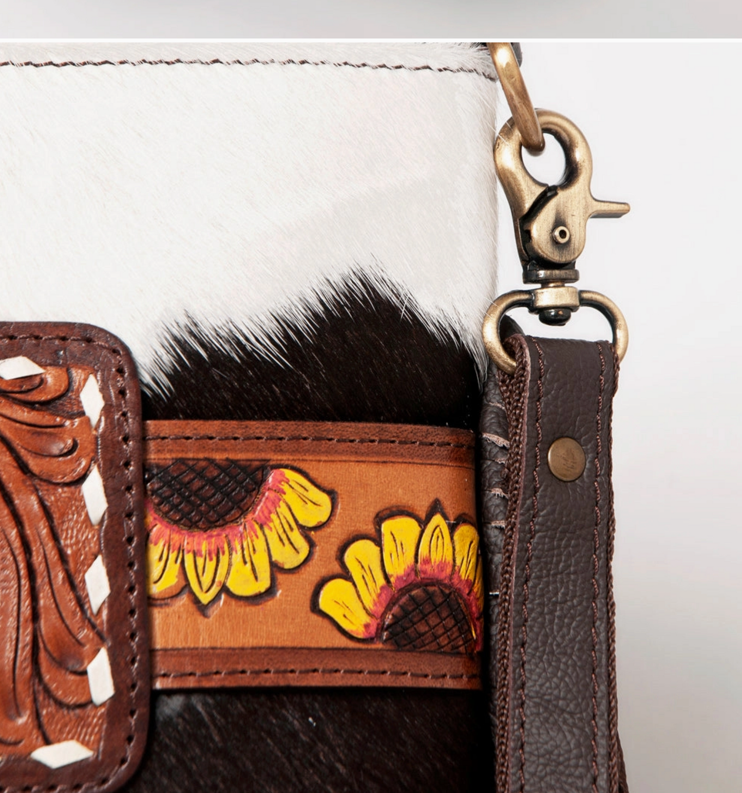 Crossbody Genuine Leather Women Bag Western Bag (Sun Flower)