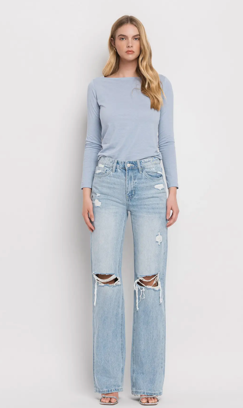 90's Vintage Super high Rise Flare Jeans(Sunny Plains)