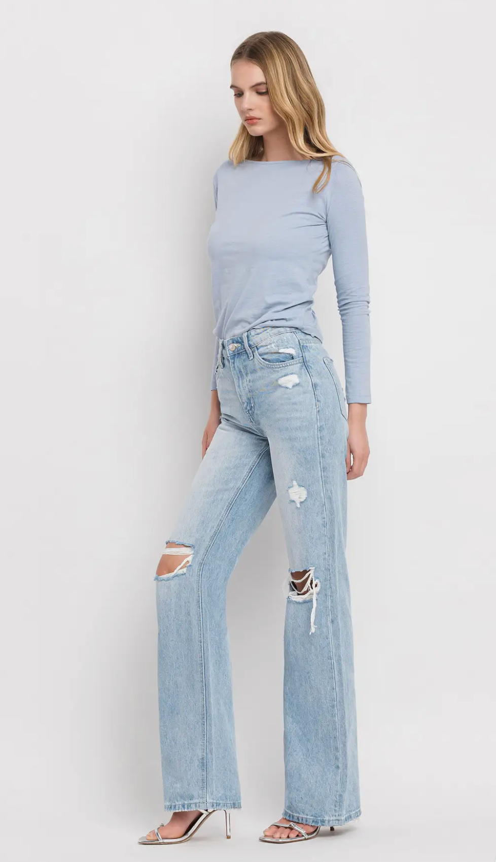 90's Vintage Super high Rise Flare Jeans(Sunny Plains)