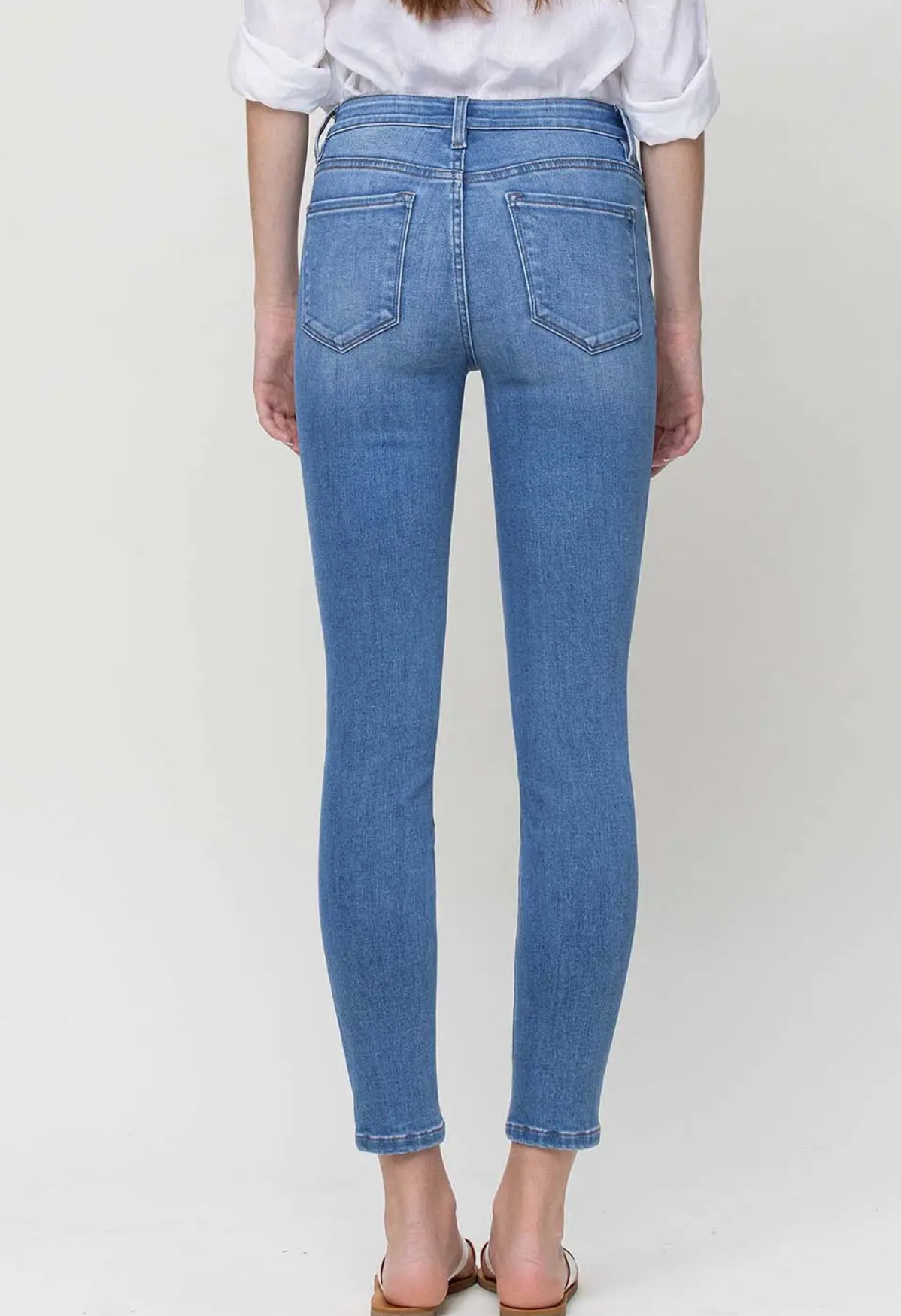 Amber Mid Rise Ankle Skinny Jeans (Light Wash)