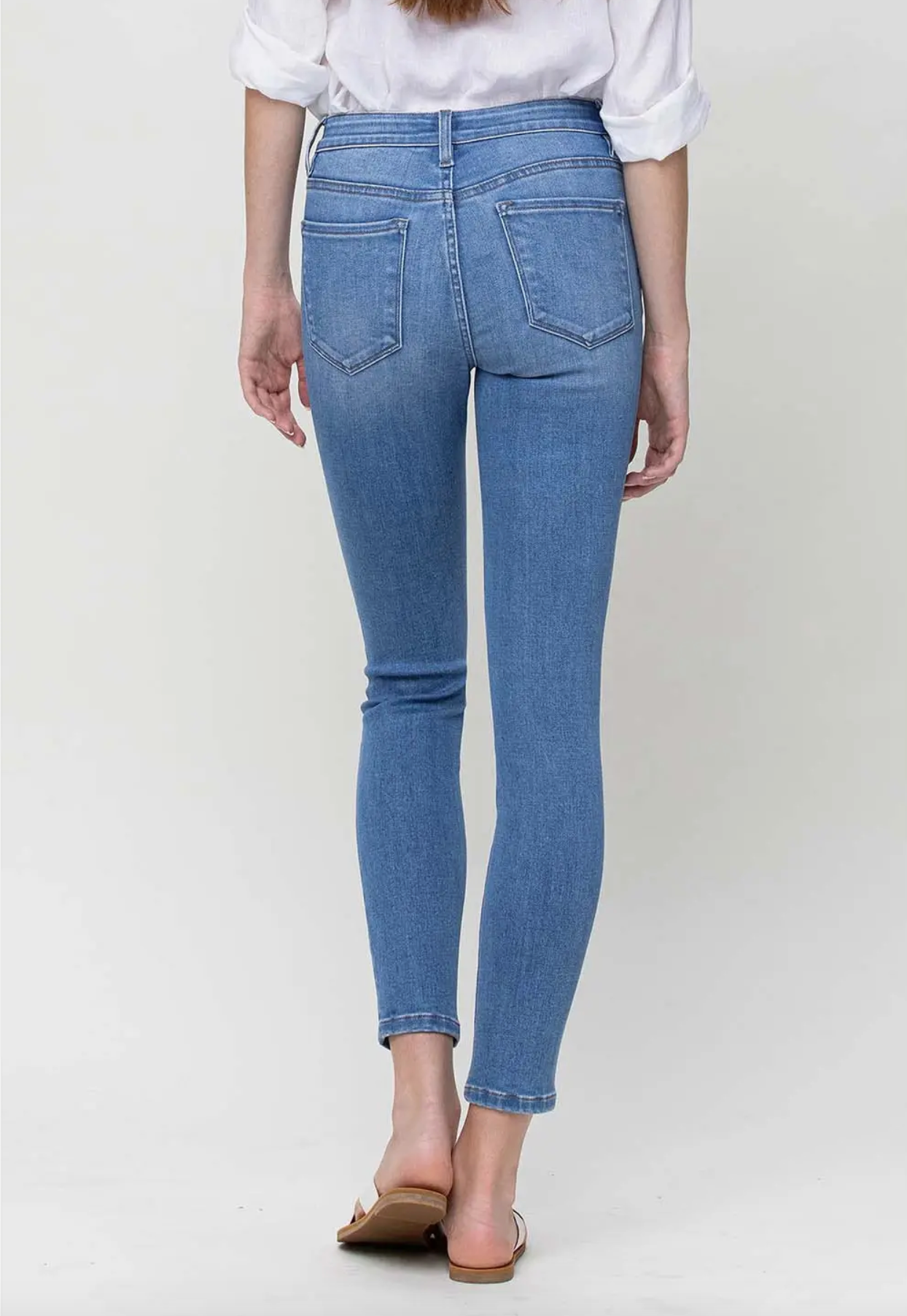 Amber Mid Rise Ankle Skinny Jeans (Light Wash)
