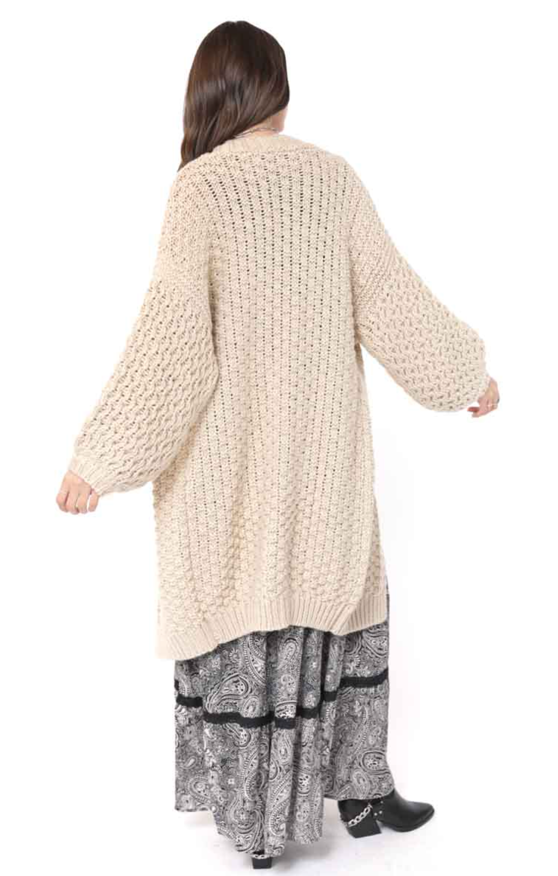 Iggy Hand Knit Chunky Long Open Cardigan