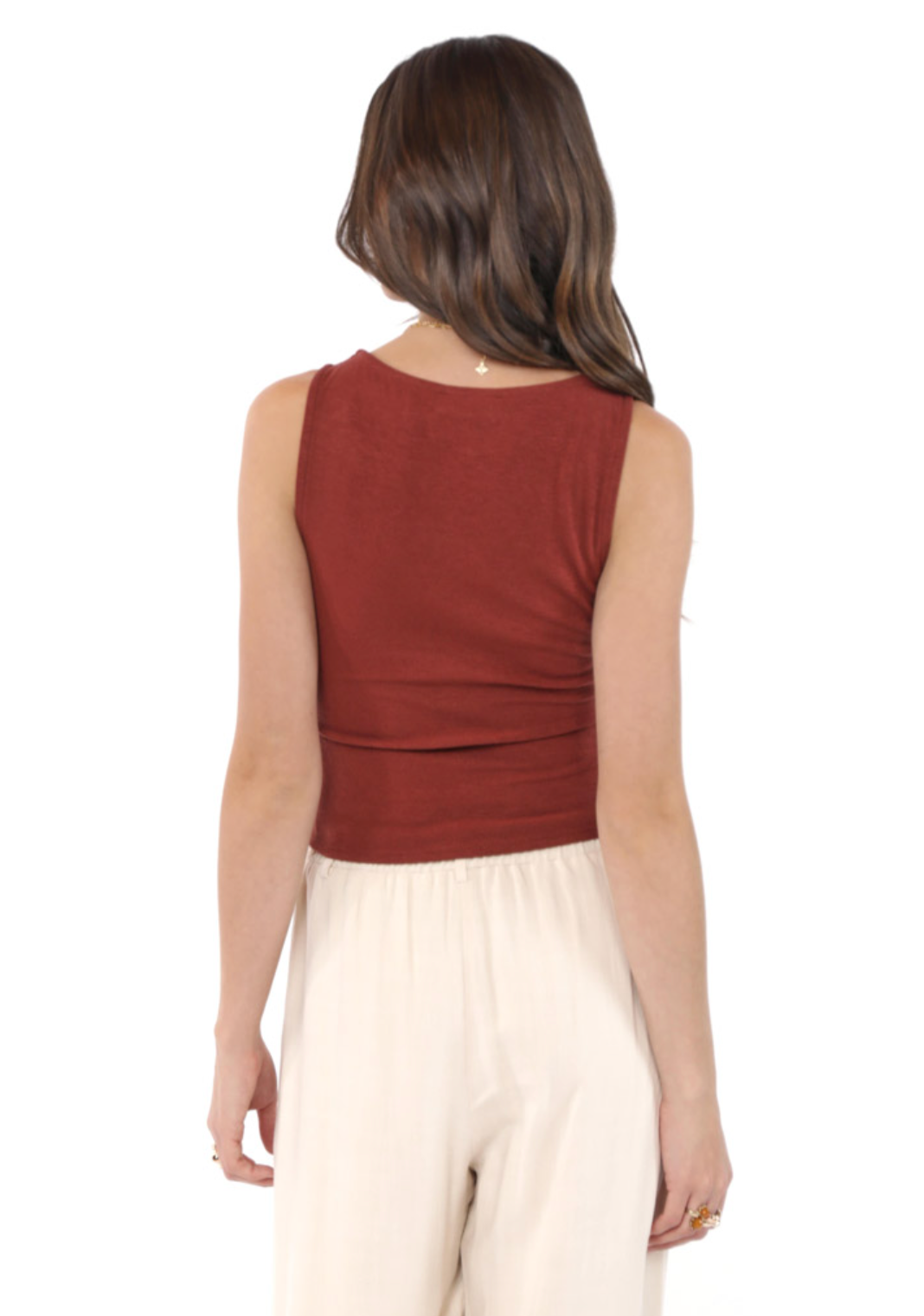 Open Up Sleeveless Top (Marsala)