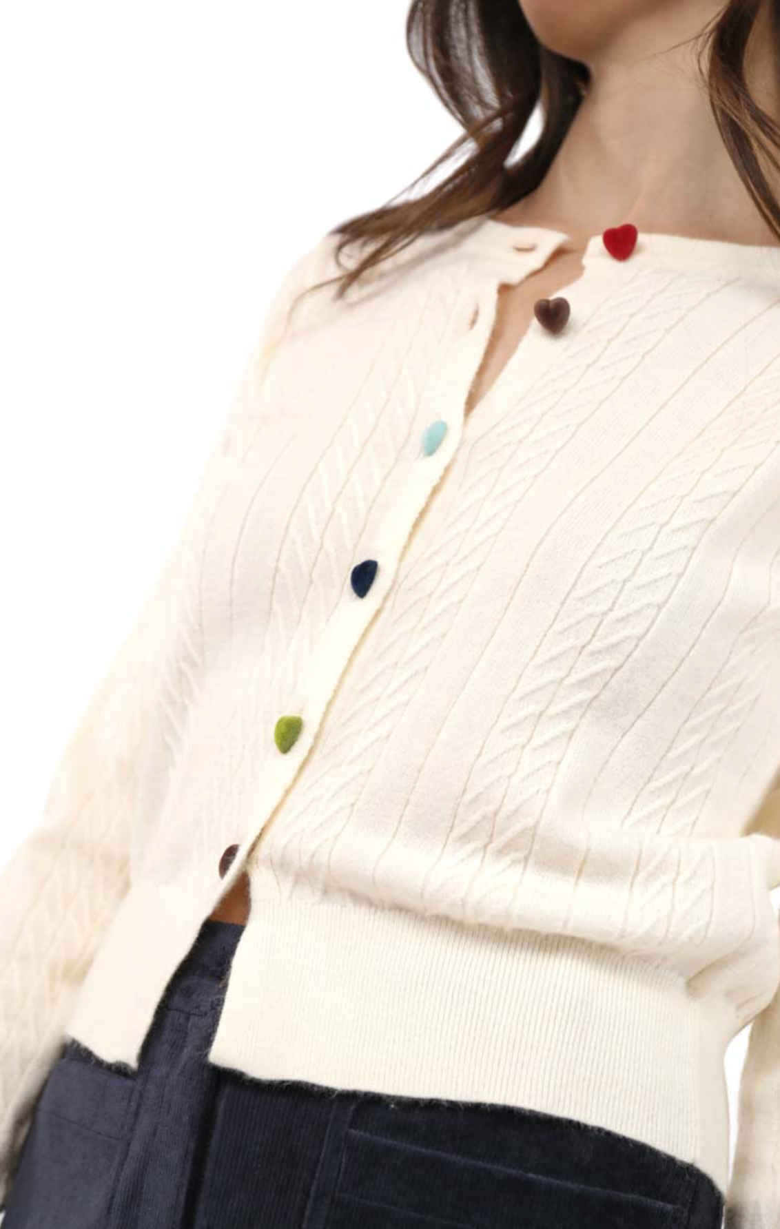 Mochi Heart Button Sweater Cardigan