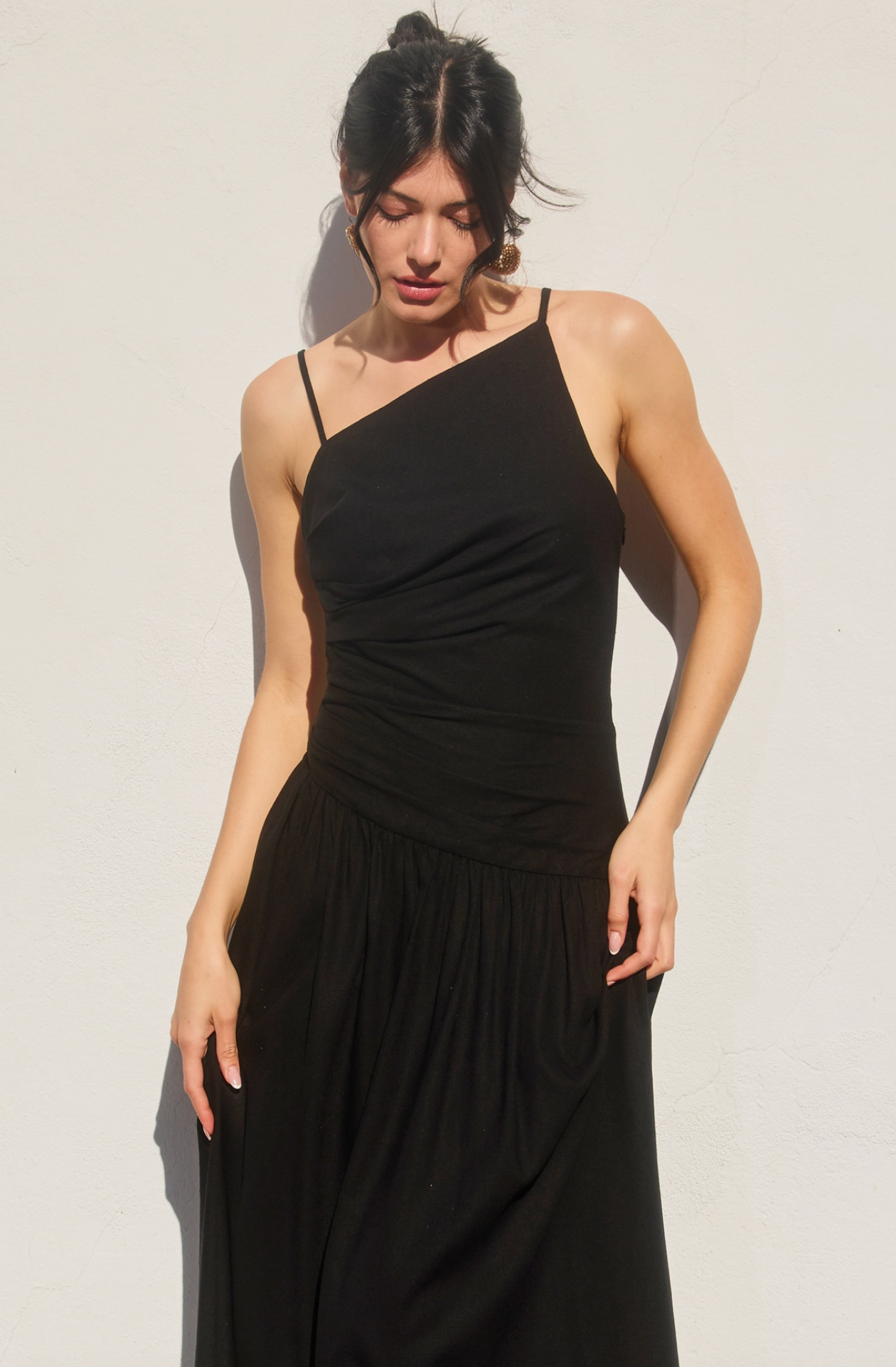 Heaven Sent Drop Waist Ruched Maxi Dress