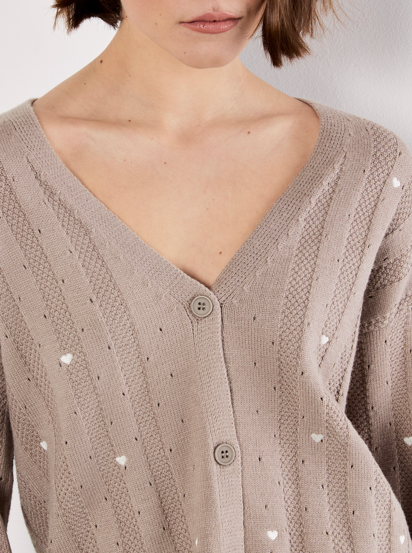 Embroider Hearts Pointele Cardi