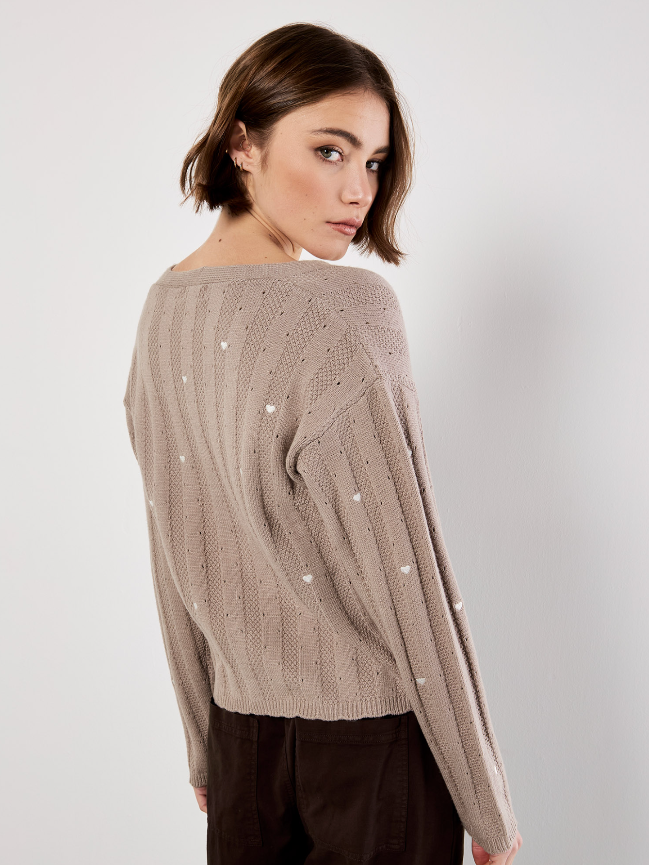 Embroider Hearts Pointele Cardi