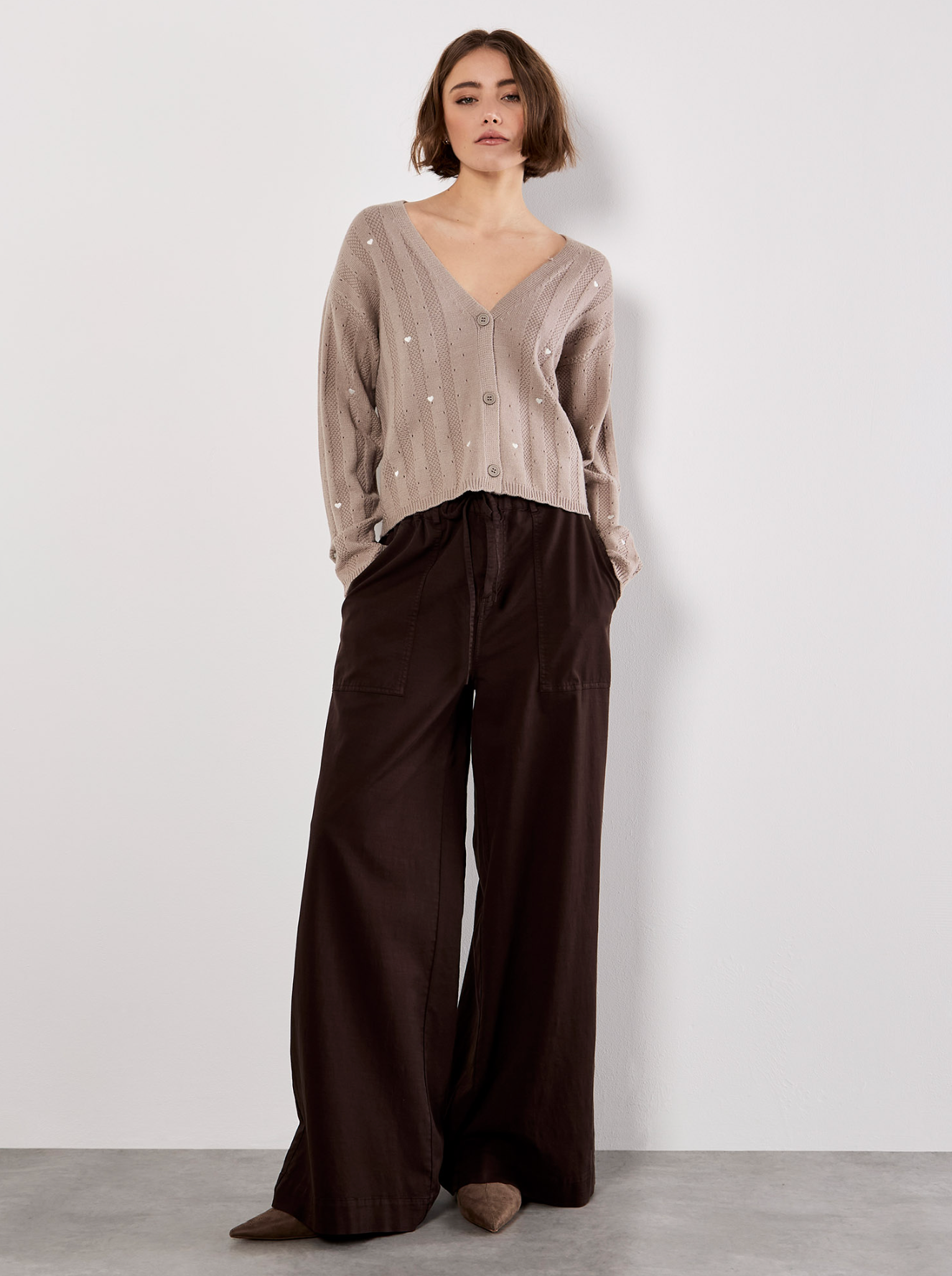 Embroider Hearts Pointele Cardi