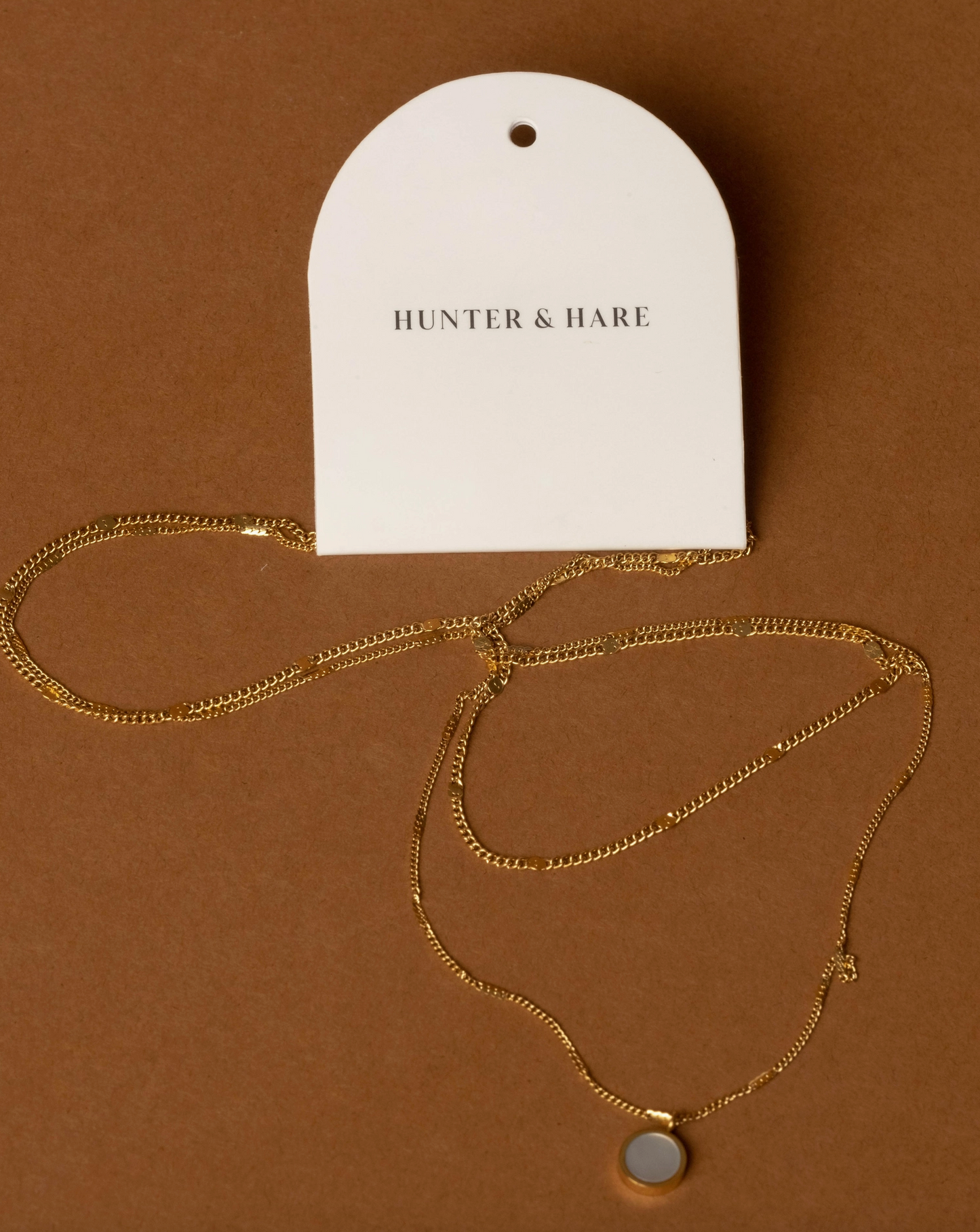 Sara Dual Chain Opal Shell Pendant Necklace