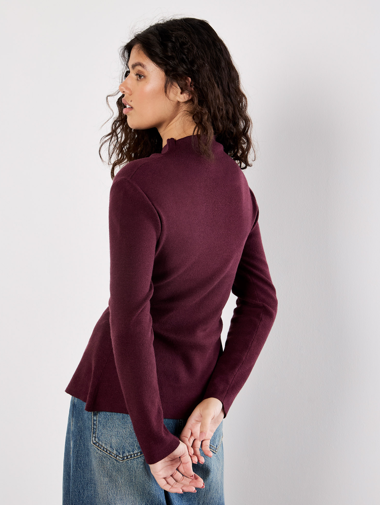 Pleated Button Knit Sweater