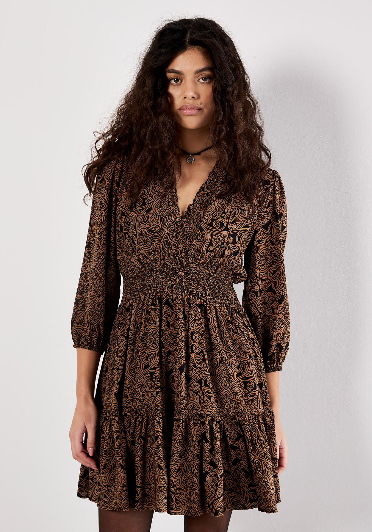 Paisley Ruffle Detail Dress