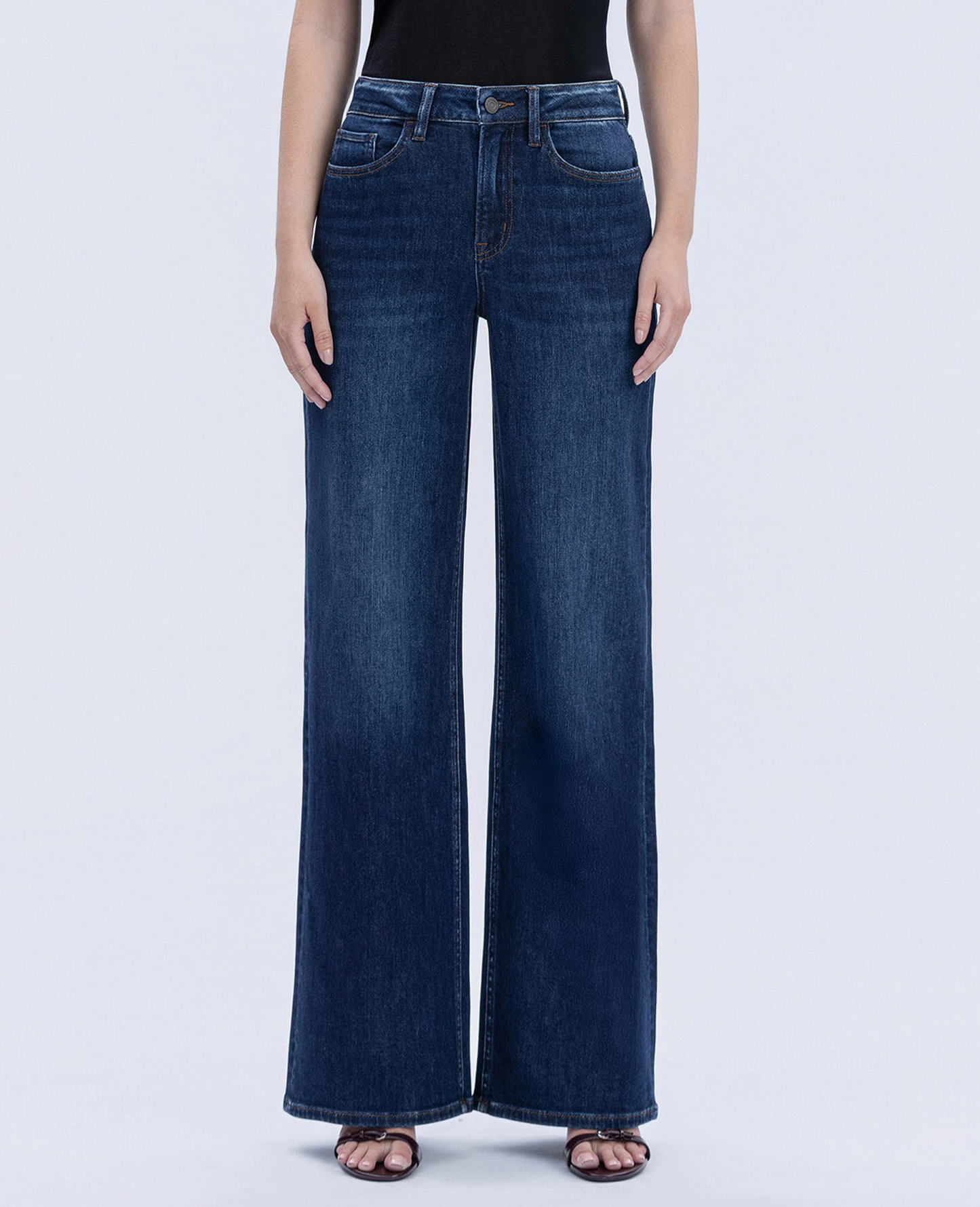 Olivia Super High Rise Full Length Dark Wash Wide Jeans (Jewel)