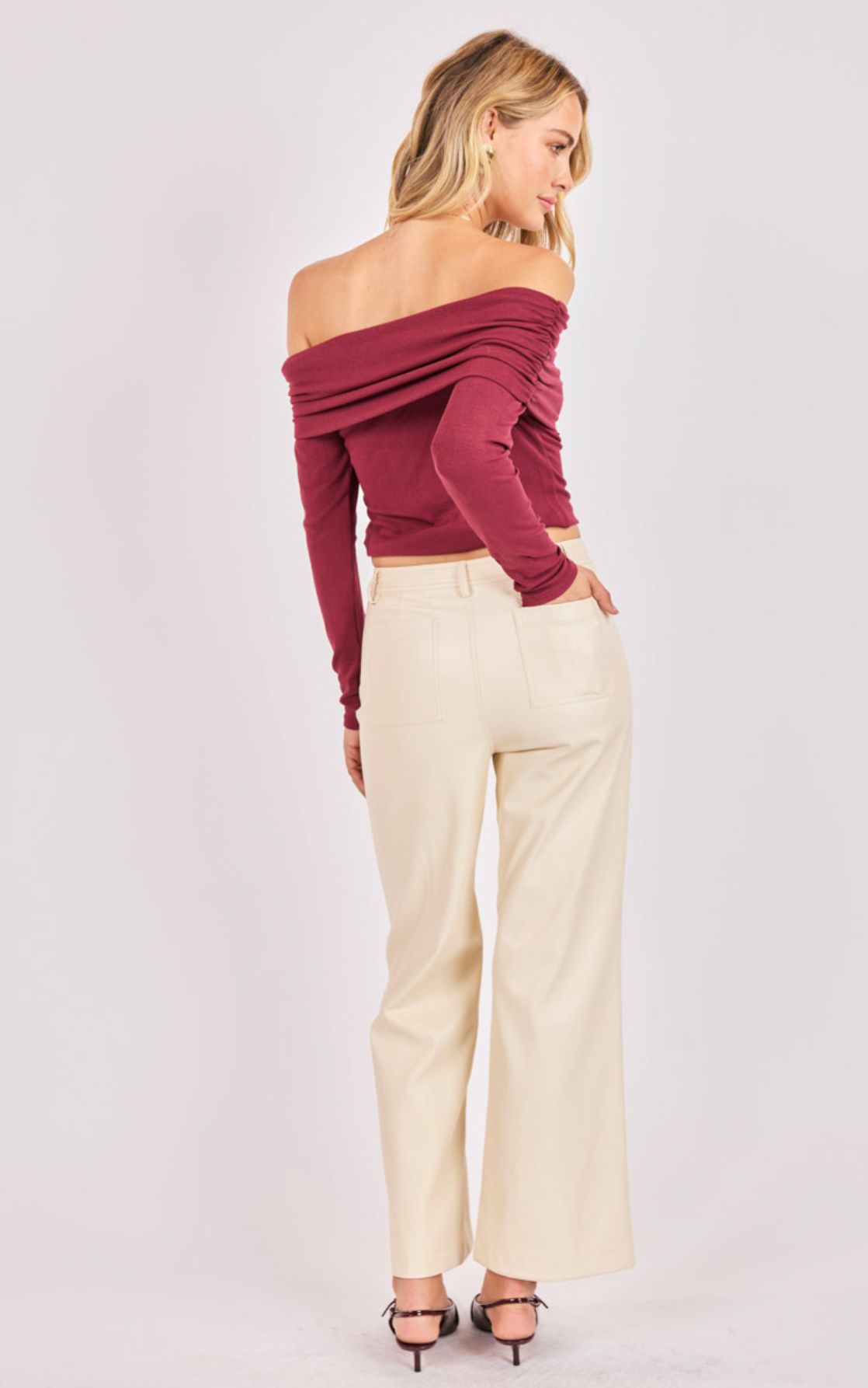 Night Vision Faux Leather Pants (Cream)