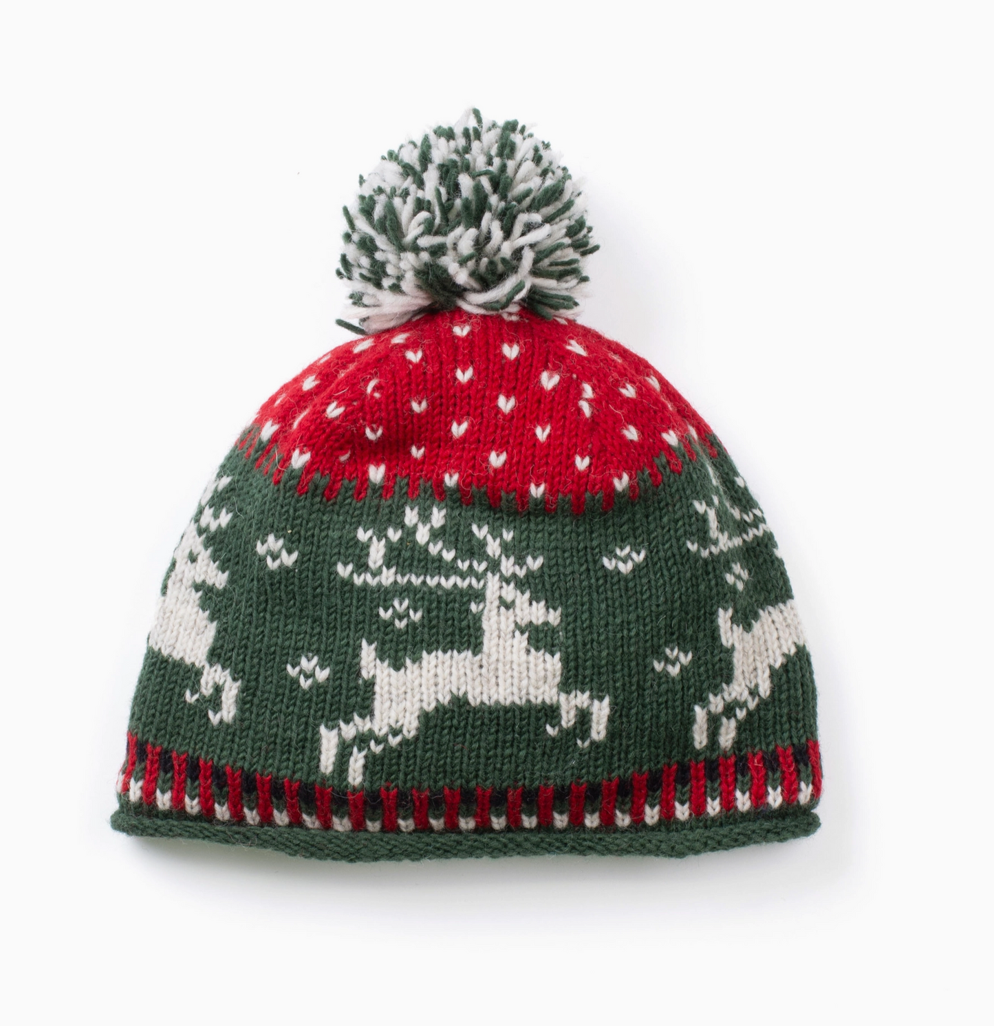 Yuletide Festive Wool Beanie Hat with Pom-Pom