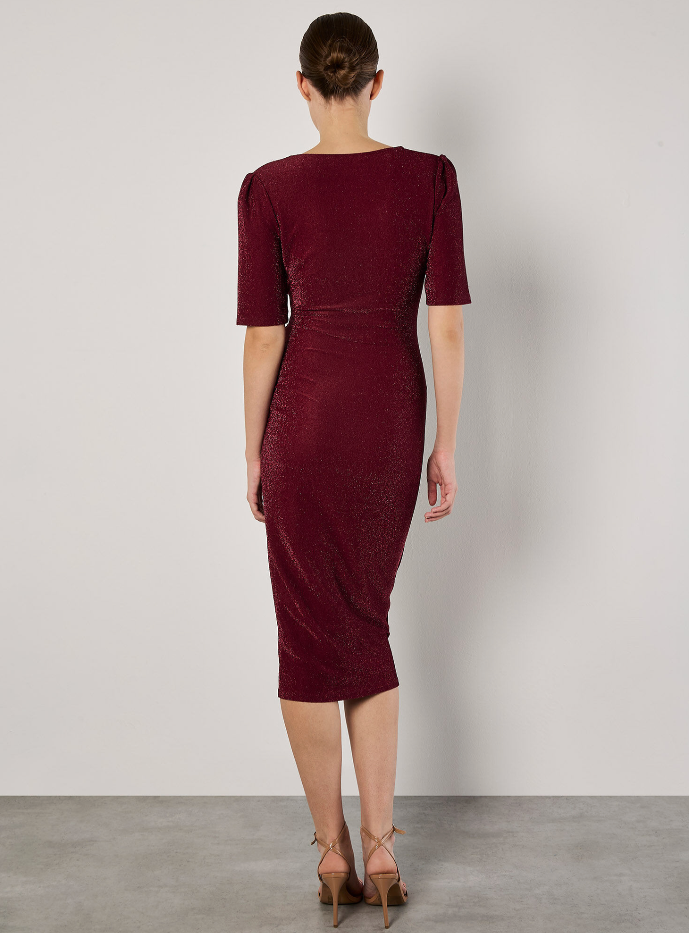 Foil Sparkle side Ruched Dress