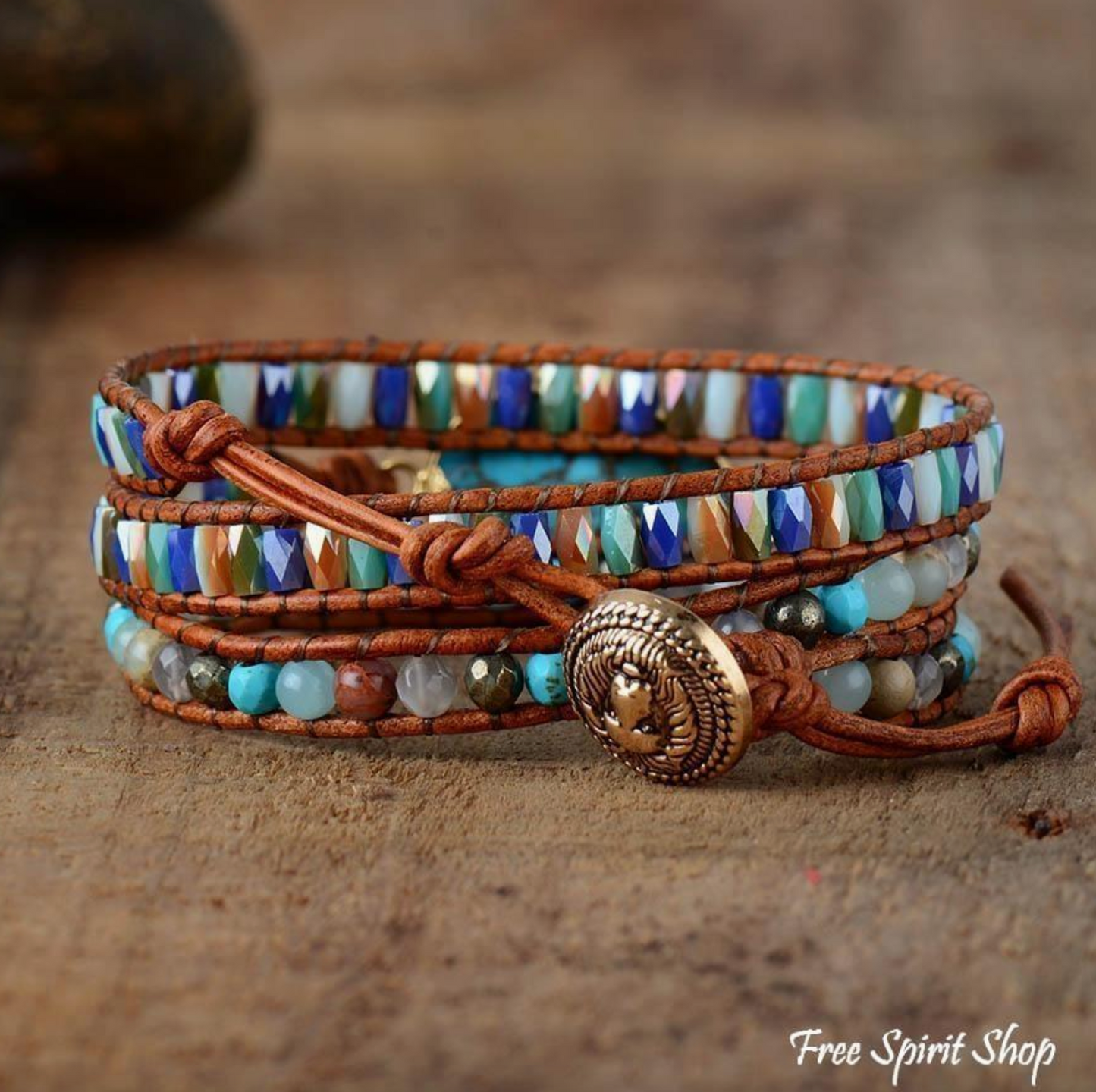 Natural Turquoise & Jasper Wrap Bracelet