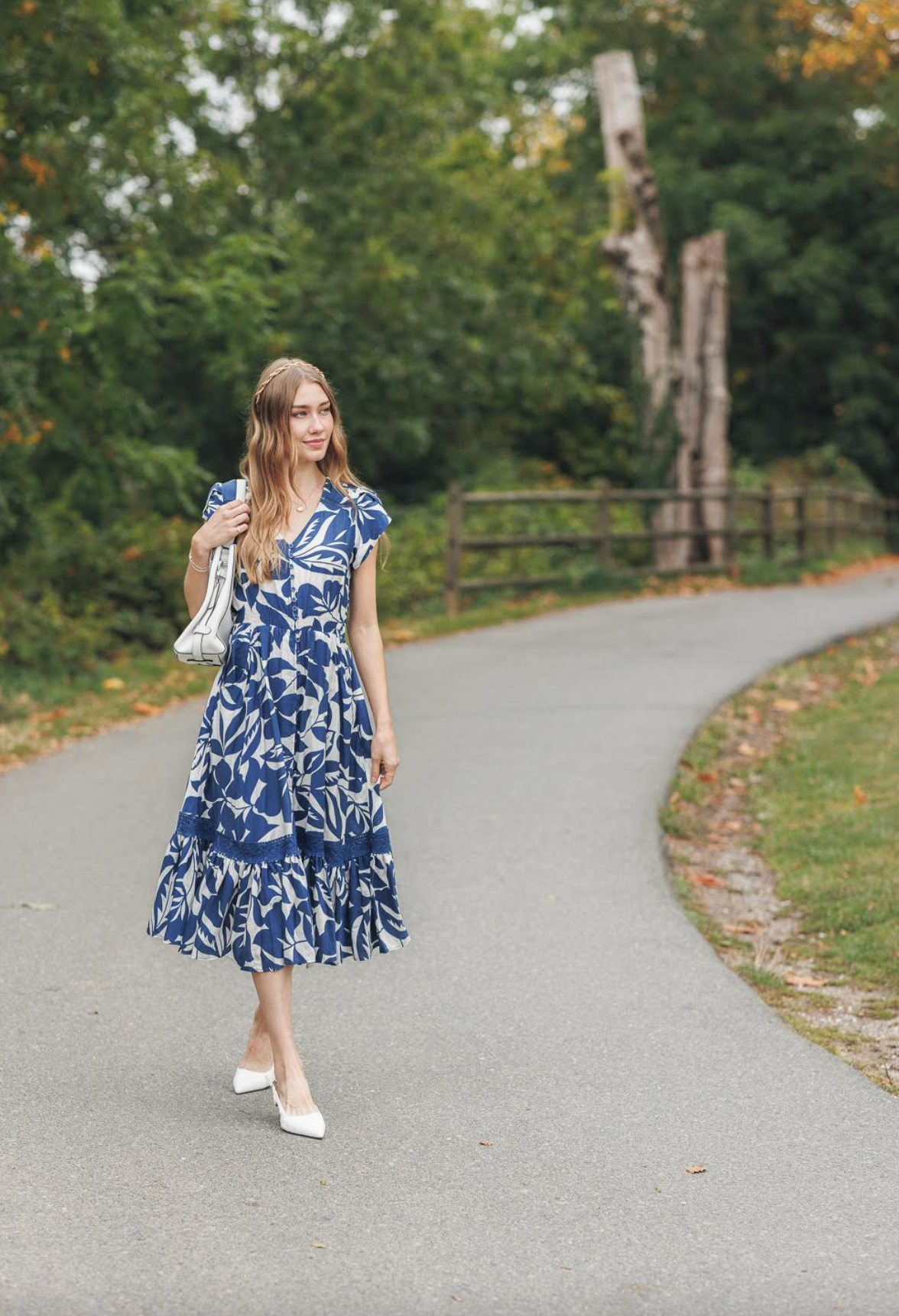 Short Sleeve Floral Dress with Lace Inset and Pockets