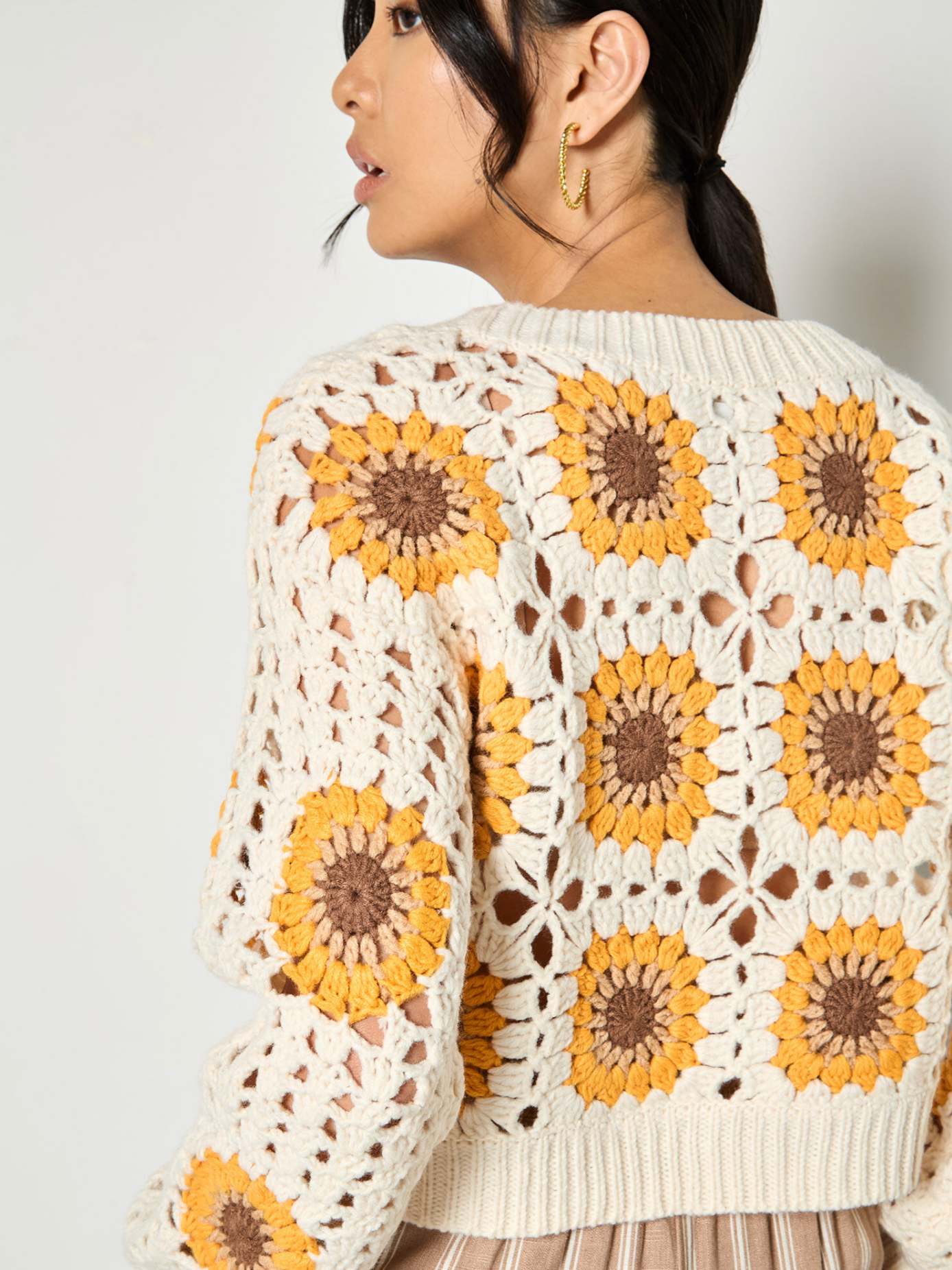 Sunflower Hand-Knit Crochet Cardigan