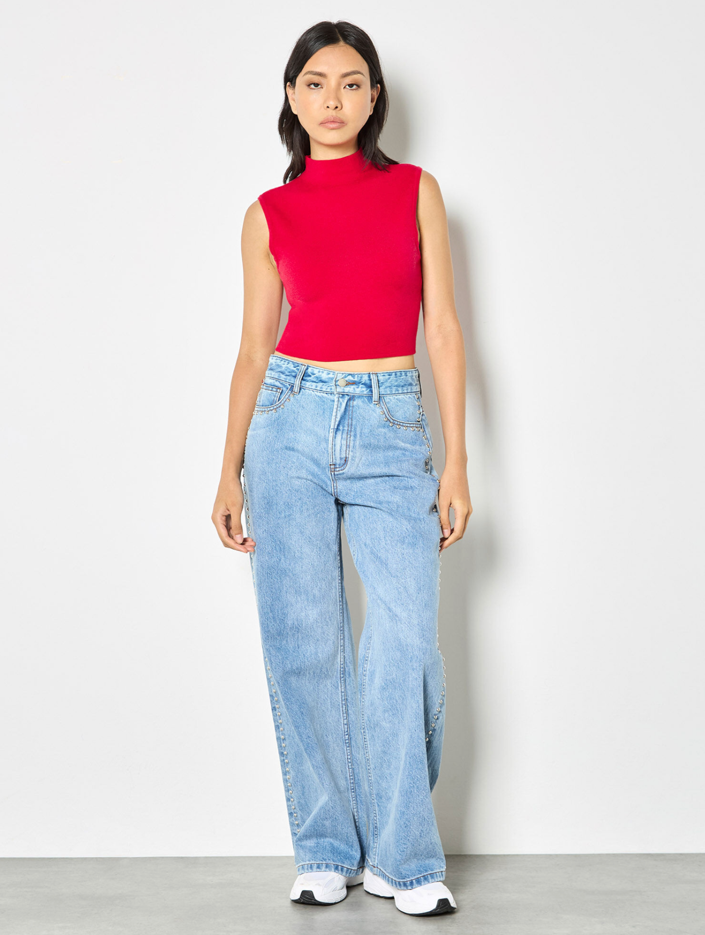 High Neck Knitted Crop Top