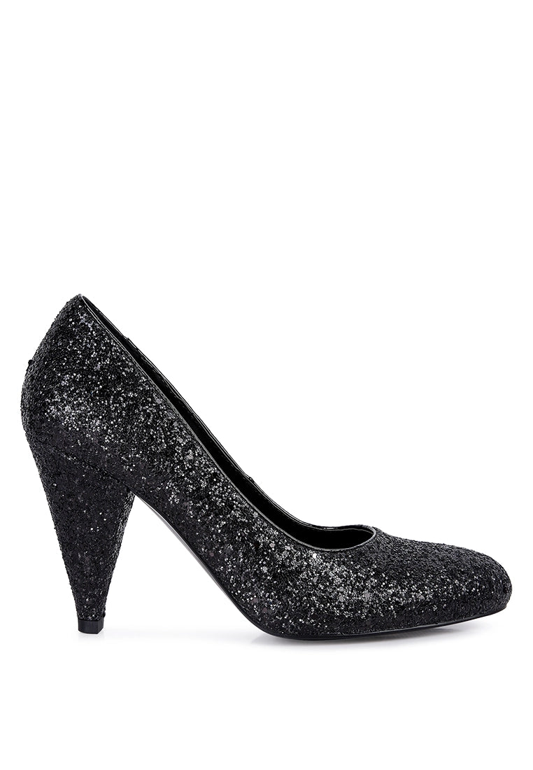 Sugar Plum Glitter Conical Pump Heels