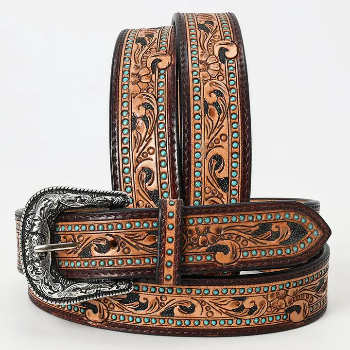 Leather Tooled Belt